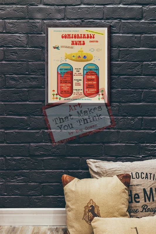 Comfortably Numb - A Festival Poster For The Drug-Addled Bands A3 Giclée Print Posters Prints &