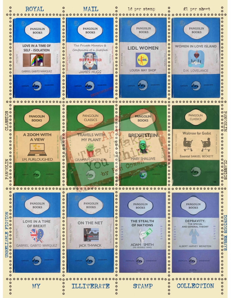 My Illiterate Stamp Collection - Blue/green A3 Posters Prints & Visual Artwork